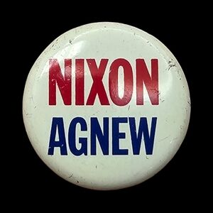 Original 1968 Richard Nixon & Spiro‎ Agnew Presidential Campaign Pin Back Button